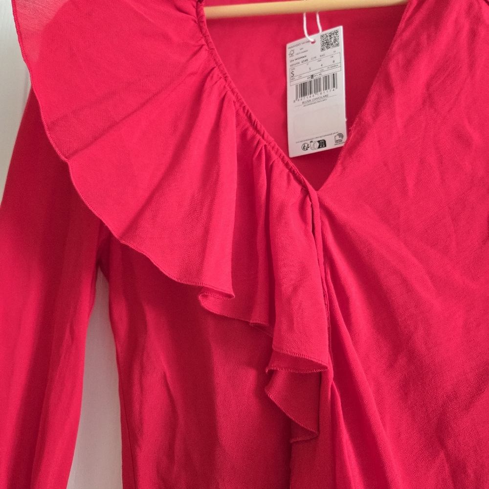 V-NECK RUFFLED BLOUSE - Picture 11 of 13